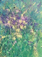 "Fiori selvatici in Piemonte in Primavera" di Joy Moore, acrilico su tela